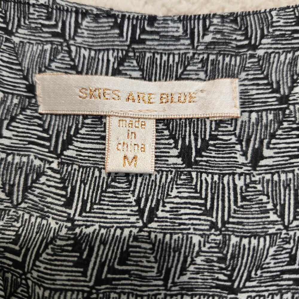 Skies are Blue Pacheco Ikat Print V-neck Sleeveless Blouse Top Women's Size M - Picture 3 of 8